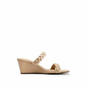 DREAM PAIRS Women's Braided Low Wedge Sandals Nude, 8.5